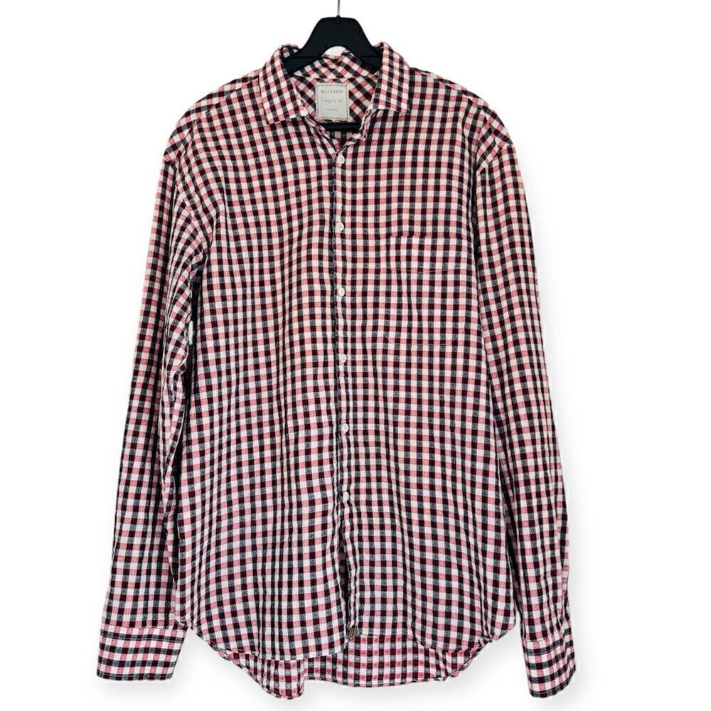 Billy Reid Red/Black Gingham Button Down Shirt Size Large